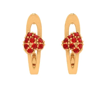 22k Red Stone Studded Partywear Yellow Gold Earring