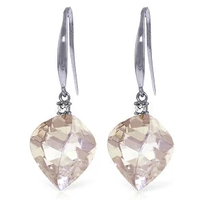 25.7 Carat 14K Solid White Gold Lovable Being White Topaz Diamond Earrings