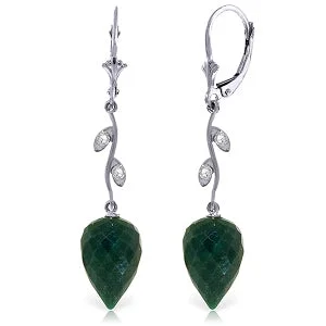 25.72 Carat 14K Solid White Gold Diamond Drop Emerald Earrings