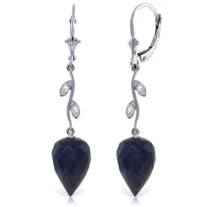 25.72 Carat 14K Solid White Gold Diamond Drop Sapphire Earrings