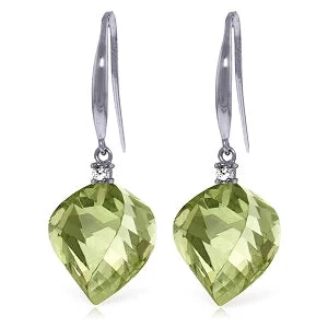 26.1 Carat 14K Solid White Gold Found My Love Green Amethyst Diamond Earrings