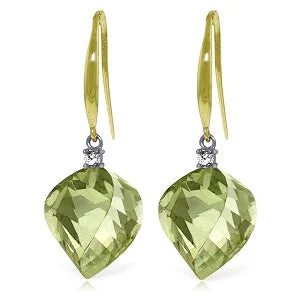 26.1 Carat 14K Solid Yellow Gold Obsession Green Amethyst Diamond Earrings