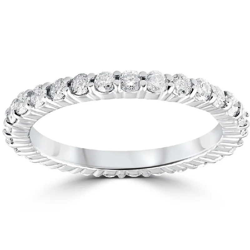 3/4ct Diamond Eternity Wedding Ring 14k White Gold Lab Created