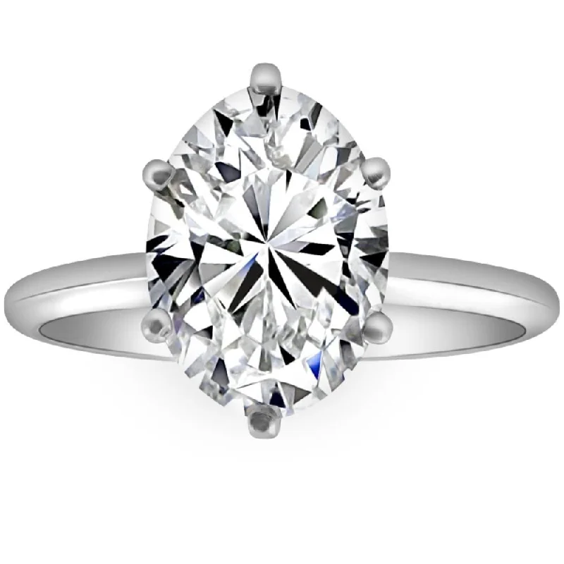 3Ct Certified Platinum Solitaire Oval Lab Grown Diamond Engagement Ring