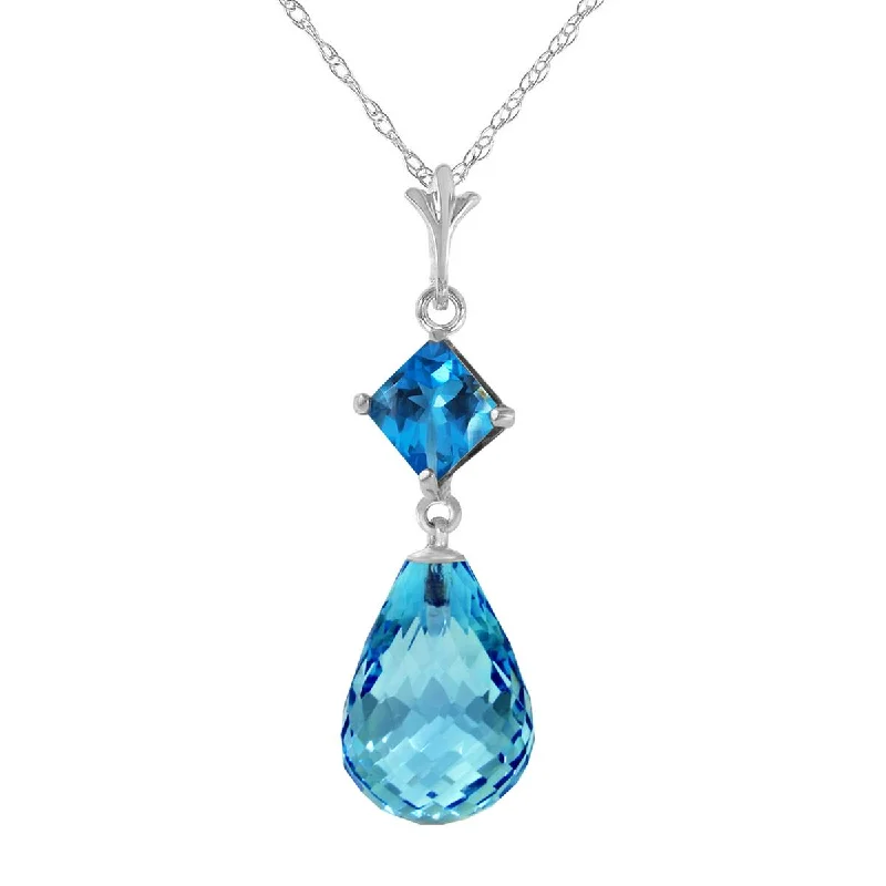 5.5 Carat 14K Solid White Gold Today We Laugh Blue Topaz Necklace