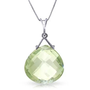 8.5 Carat 14K Solid White Gold Love Like Ballet Green Amethyst Necklace