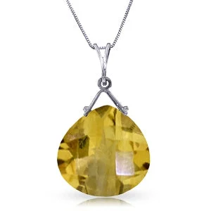 8.5 Carat 14K Solid White Gold Purposeful Citrine Necklace