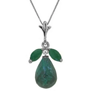 9.3 Carat 14K Solid White Gold Wonder Lately Emerald Necklace