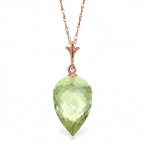 9.5 Carat 14K Solid Rose Gold Necklace Pointy Briolette Drop Green Amethyst