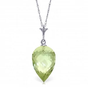 9.5 Carat 14K Solid White Gold Necklace Pointy Briolette Drop Green Amethyst