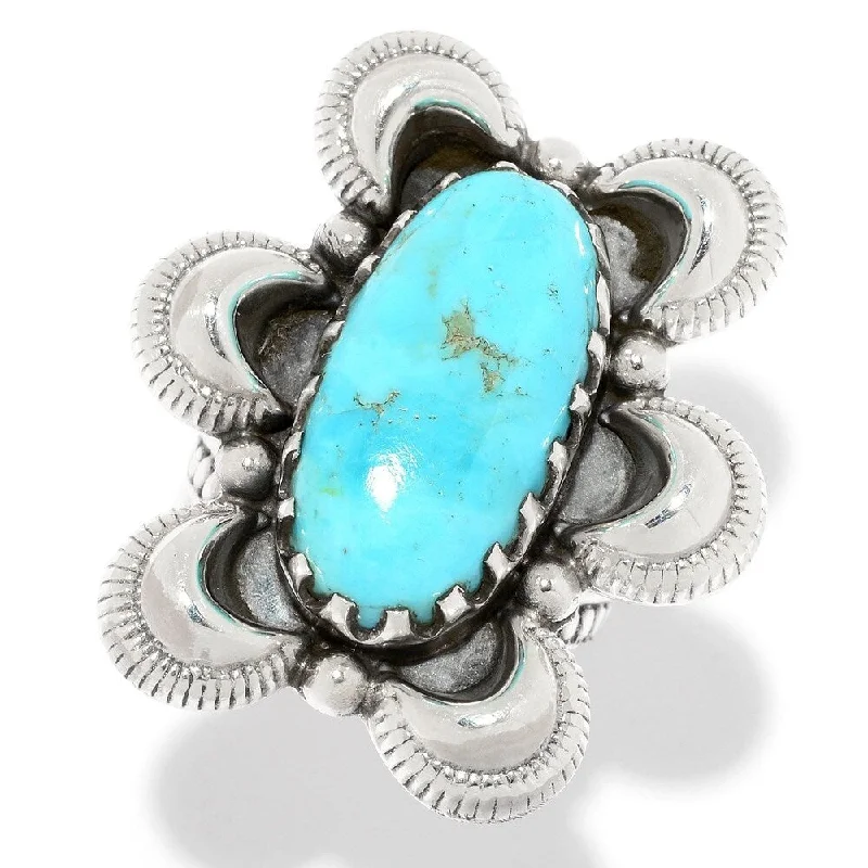 925 Sterling Silver Blue Mohave Turquoise Ring