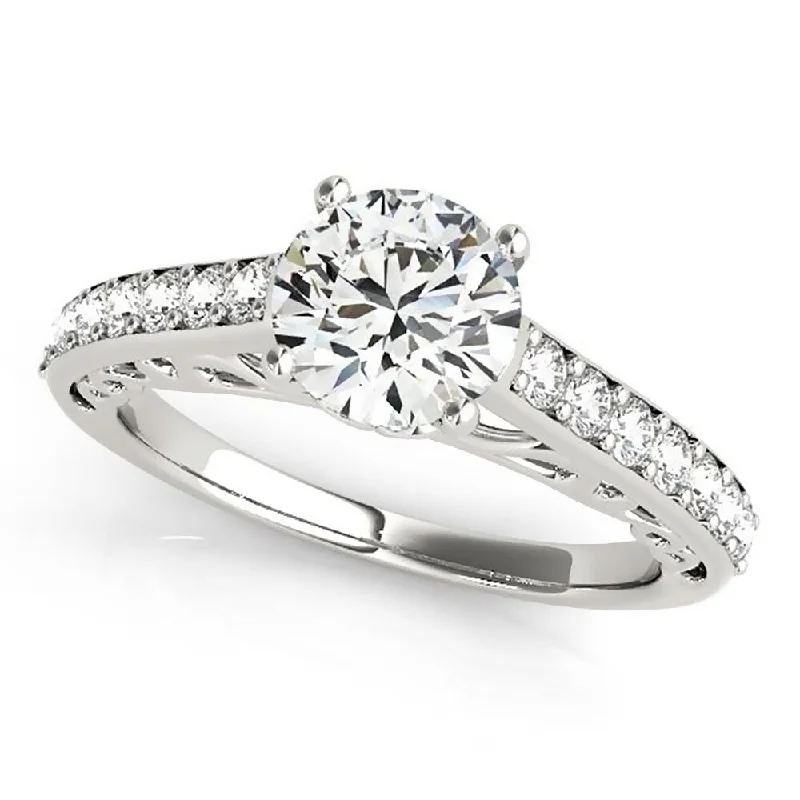 Auriya 1 1/2ct Round Brilliant Moissanite and 1/3ctw Diamond Engagement Ring 14K Gold