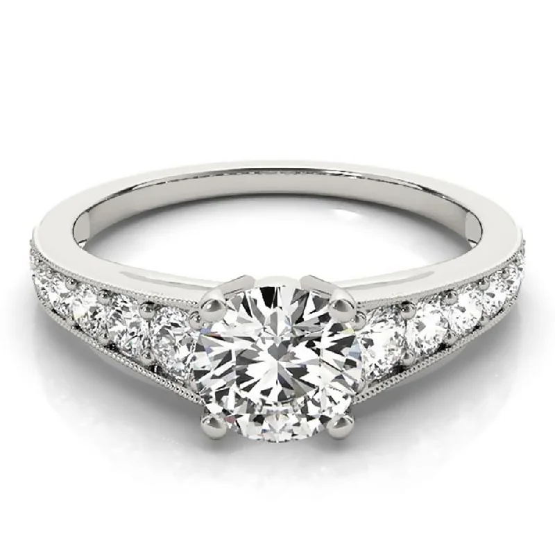 Auriya 1/2ct Round Moissanite and 3/8ctw Diamond Engagement Ring 14k Gold