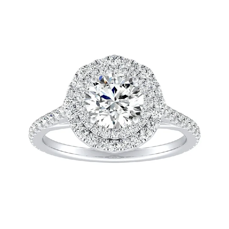 Auriya 14k Gold 1 1/2ct Moissanite Halo Diamond Engagement Ring 1/2ctw