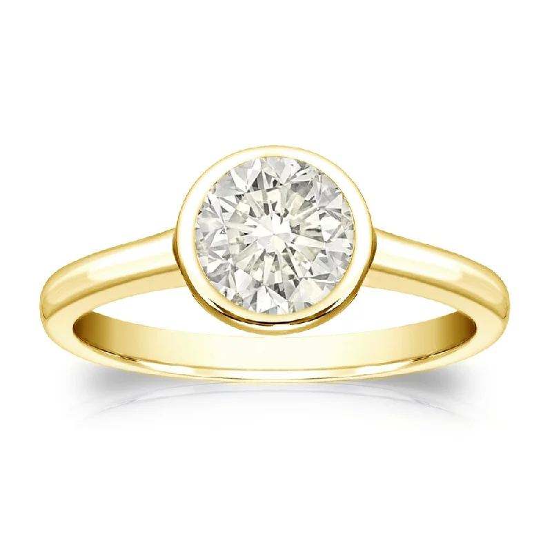 Auriya 14k Gold 3/4 carat TW Bezel-set Solitaire Diamond Engagement Ring (J-K, I1-I2)