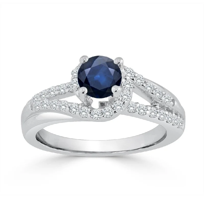 Auriya 14K Gold 5/8ct Blue Sapphire and 2/5ct TDW Diamond Engagement Ring