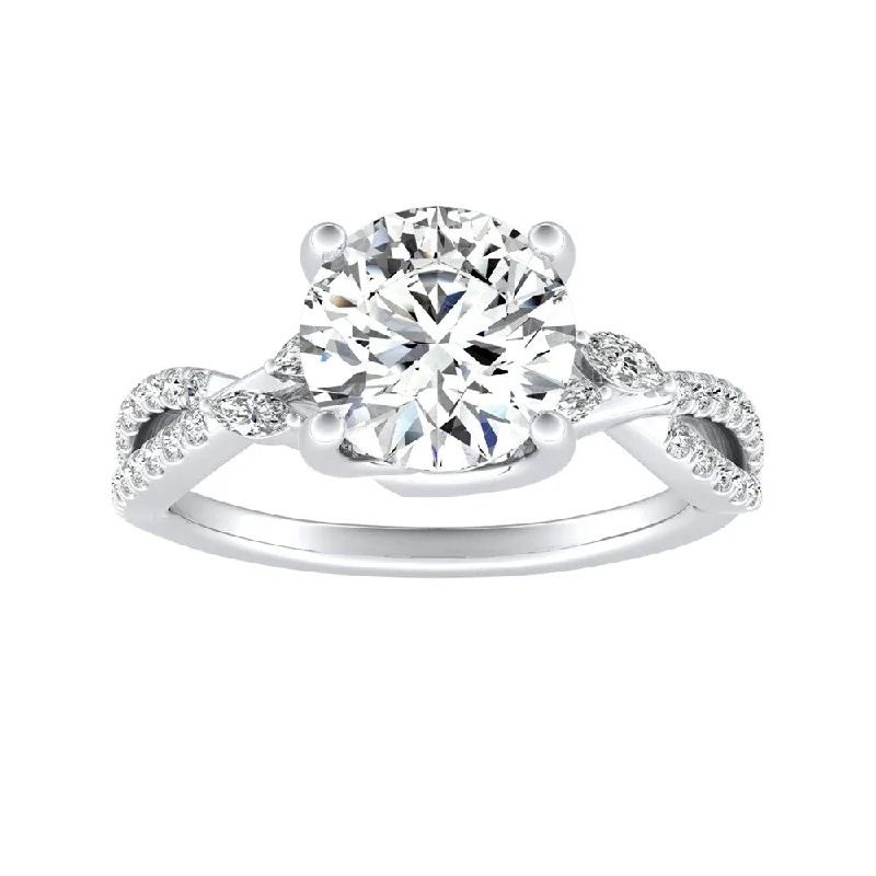 Auriya 14k Gold Infinity Round 2 1/2ct Moissanite and 1/8ctw Diamond Engagement Ring