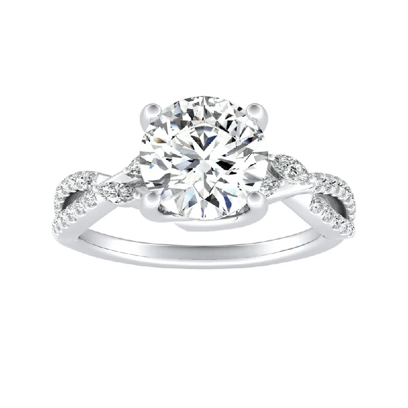 Auriya 14k Gold Nature Inspired 2 1/2ct Moissanite and 1/4ctw Diamond Engagement Ring