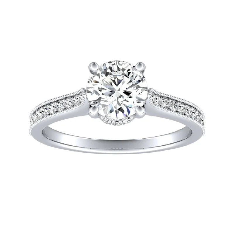 Auriya 14k Gold Round 2 1/2ct Moissanite and 1/5ct TDW Diamond Vintage Inspired Engagement Ring