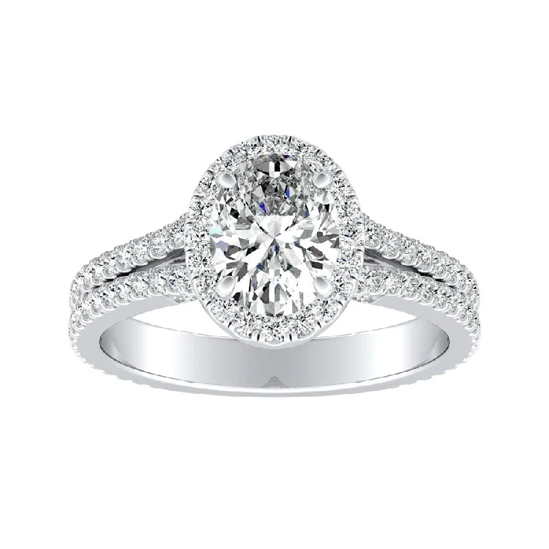 Auriya 18k Gold 1 1/10ctw Oval-cut Halo Diamond Engagement Ring