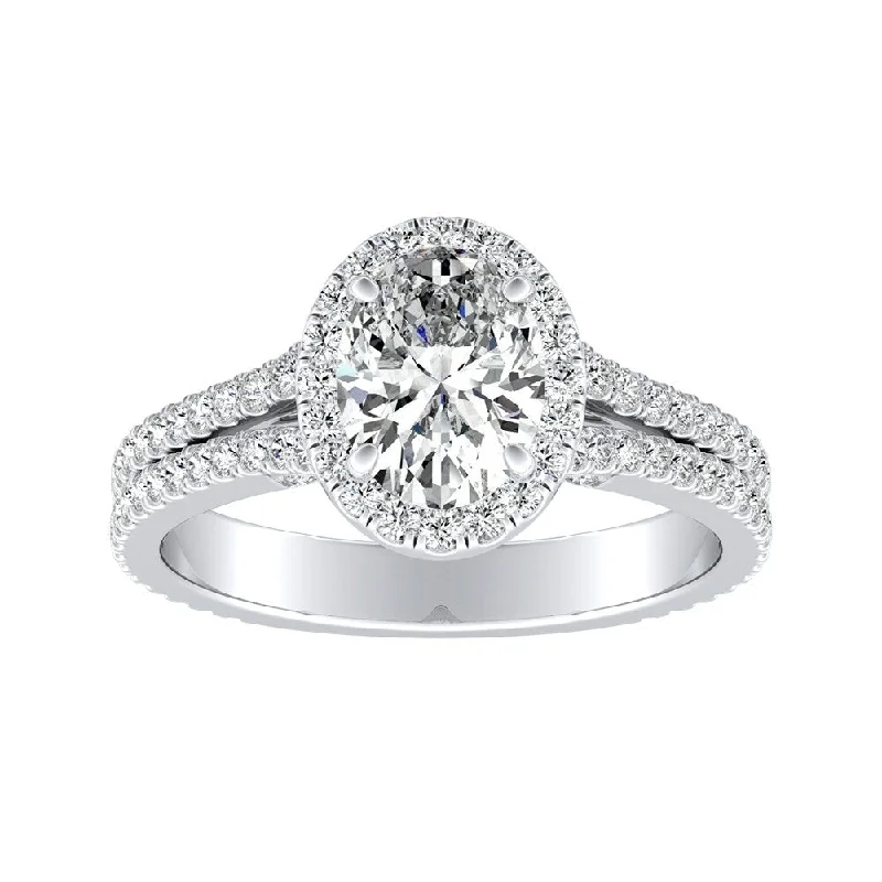 Auriya 18k Gold 1 5/8ctw Oval-cut Halo Diamond Engagement Ring (I-J, I1-I2)