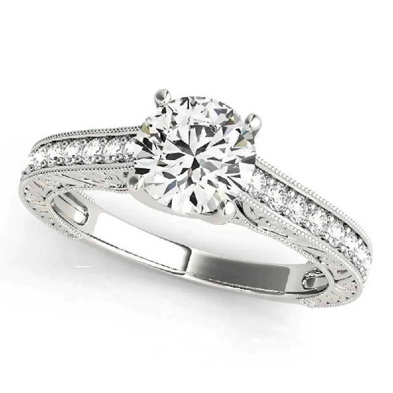 Auriya 2ct Vintage Moissanite and Diamond Engagement Ring 1/4ctw 14K Gold