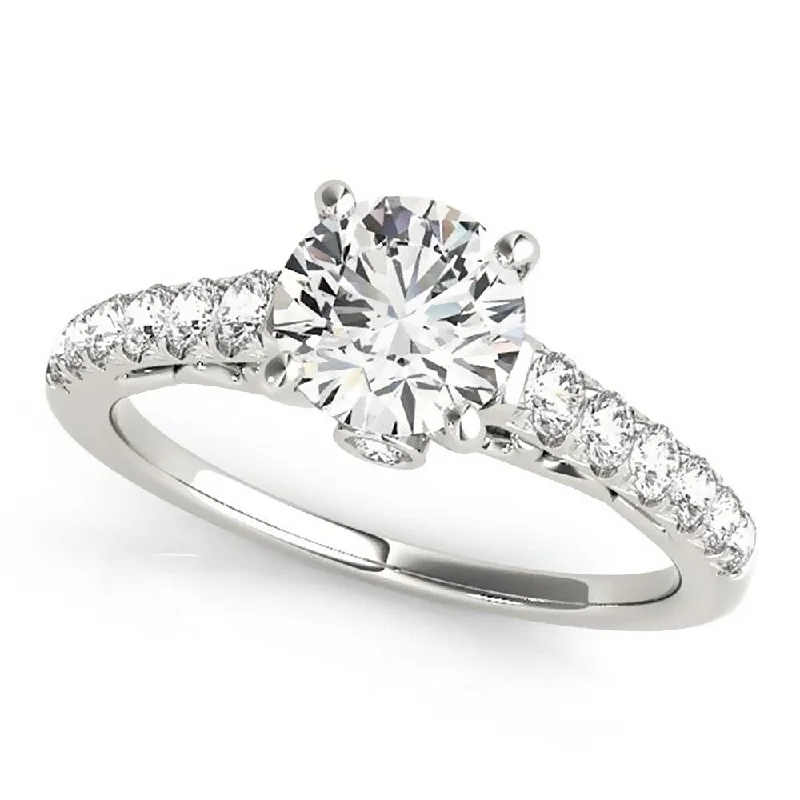 Auriya Classic 3/4 carat Moissanite and Diamond Engagement Ring 3/8ctw 14K Gold