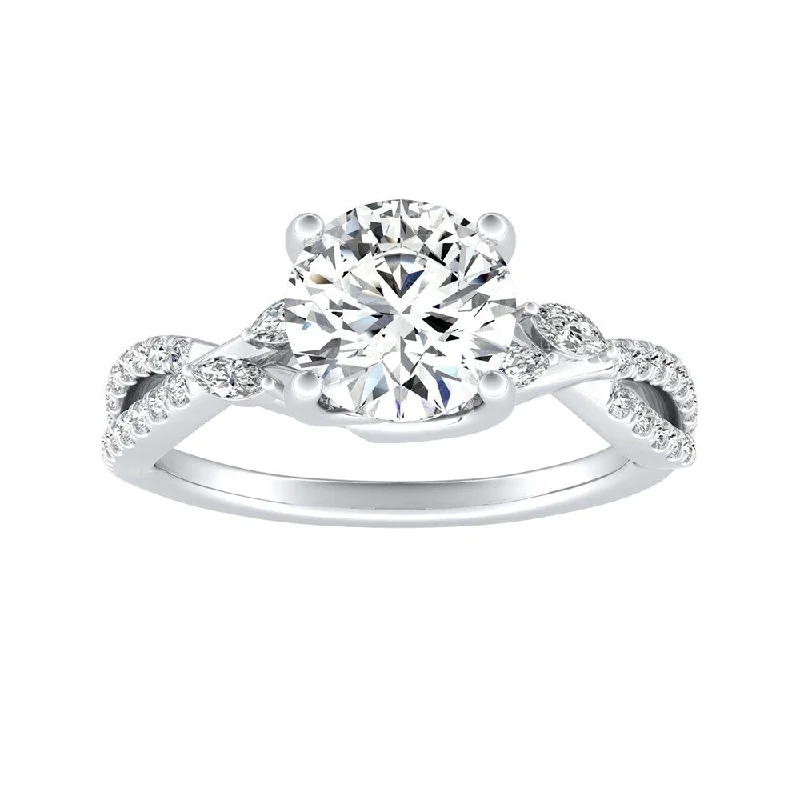 Auriya Infinity Round 1 1/2ct Moissanite and 1/8ctw Diamond Engagement Ring 14K Gold