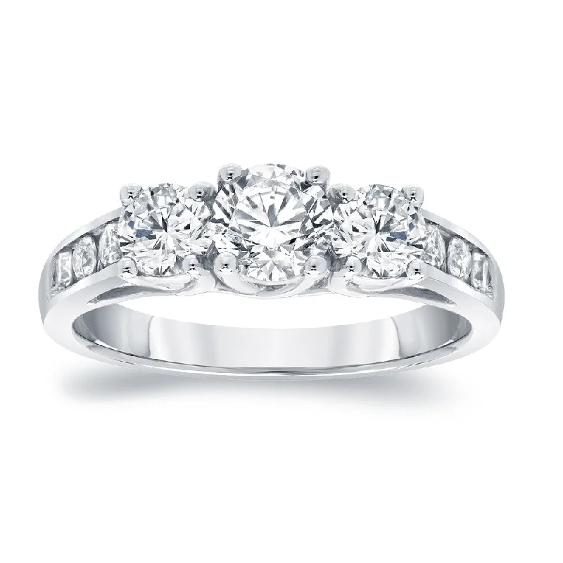 Auriya Platinum 1 1/2ctw Round 3-Stone Diamond Engagement Ring