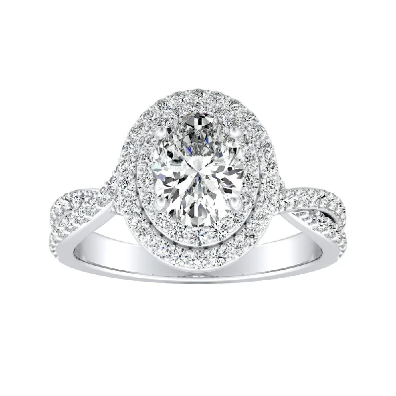 Auriya Platinum 1 1/6ctw Oval-cut Halo Diamond Engagement Ring (I-J, I1-I2)