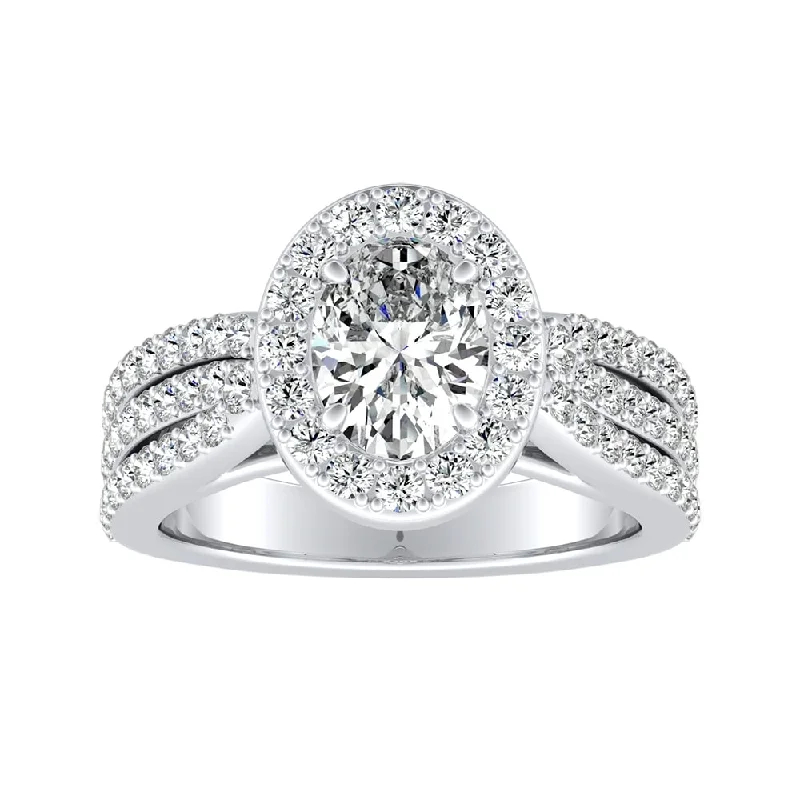 Auriya Platinum 1 3/4ctw Triple Oval Halo Diamond Engagement Ring (H-I, SI1-SI2)