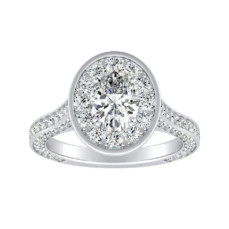 Auriya Platinum 1 5/8ctw Oval-cut Halo Diamond Engagement Ring (H-I, SI1-SI2_