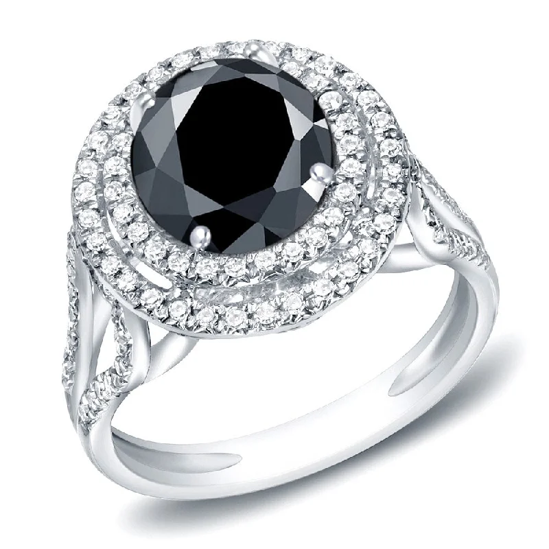 Auriya Platinum 2 1/4ctw Unique Black Diamond Halo Engagement Ring