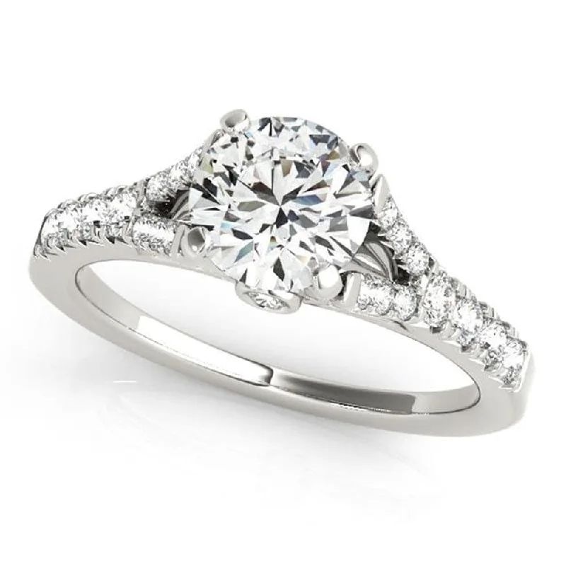 Auriya Round 1 1/2ct Moissanite and 3/8ctw Side Stone Diamond Engagement Ring 14K Gold