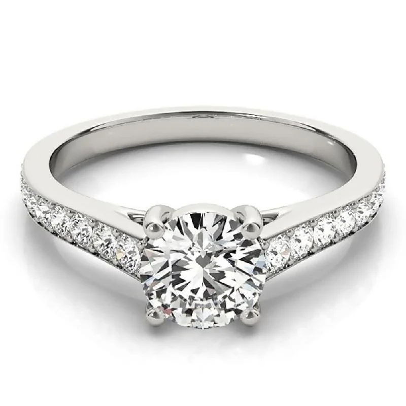 Auriya Round 1ct Moissanite and 1/3ctw Diamond Engagement Ring 14K Gold