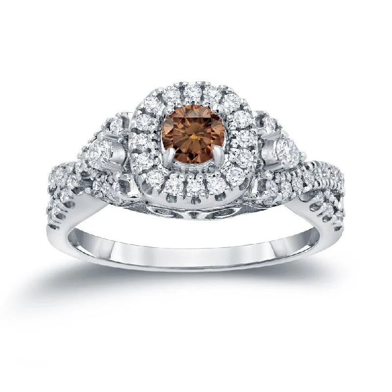 Auriya Round 4/6ct TDW Infinity Brown Diamond Halo Engagement Ring 14k Gold (H-I, I1-I2)