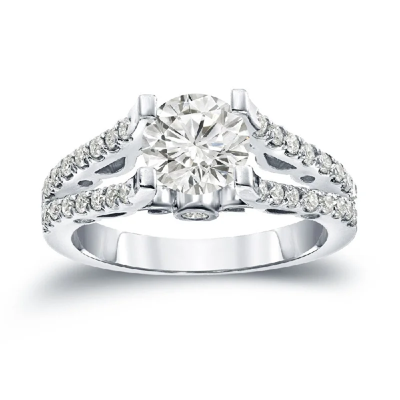 Auriya Unique 1 1/2ctw Round Split Shank Diamond Engagement Ring 14k Gold