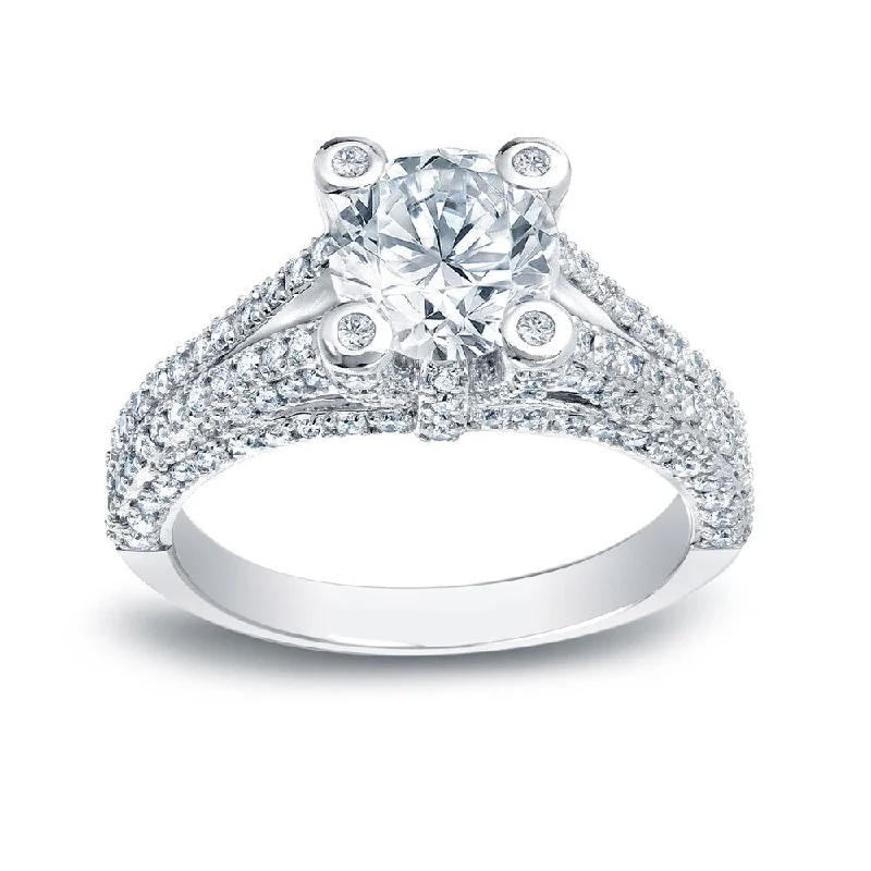 Auriya Unique 2ct TDW Round Diamond Engagement Ring 14k White Gold (H-I, SI1-SI2)