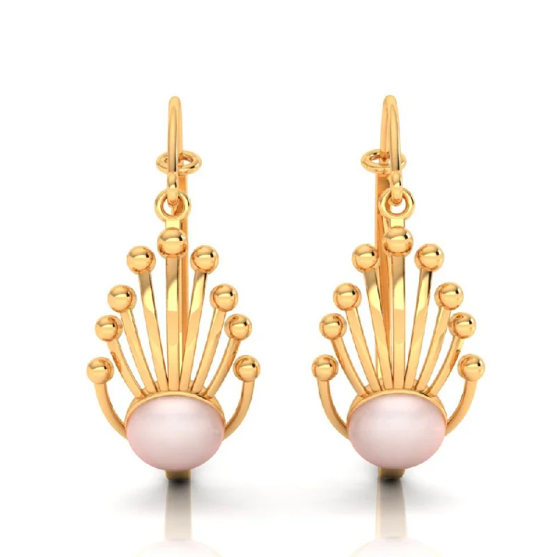 Beautifully Designed 22k Gold Earrings With A Dainty Round Bead