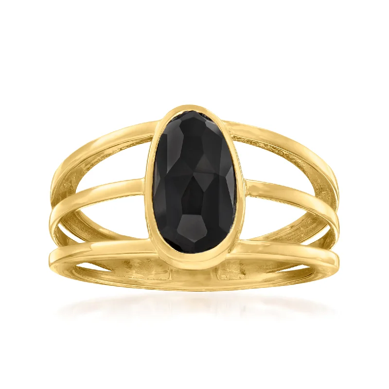 Canaria Black Onyx Open-Space Ring in 10kt Yellow Gold