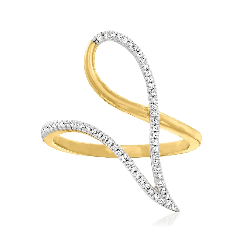 Canaria Diamond-Accented Open-Space Geometric Ring in 10kt Yellow Gold