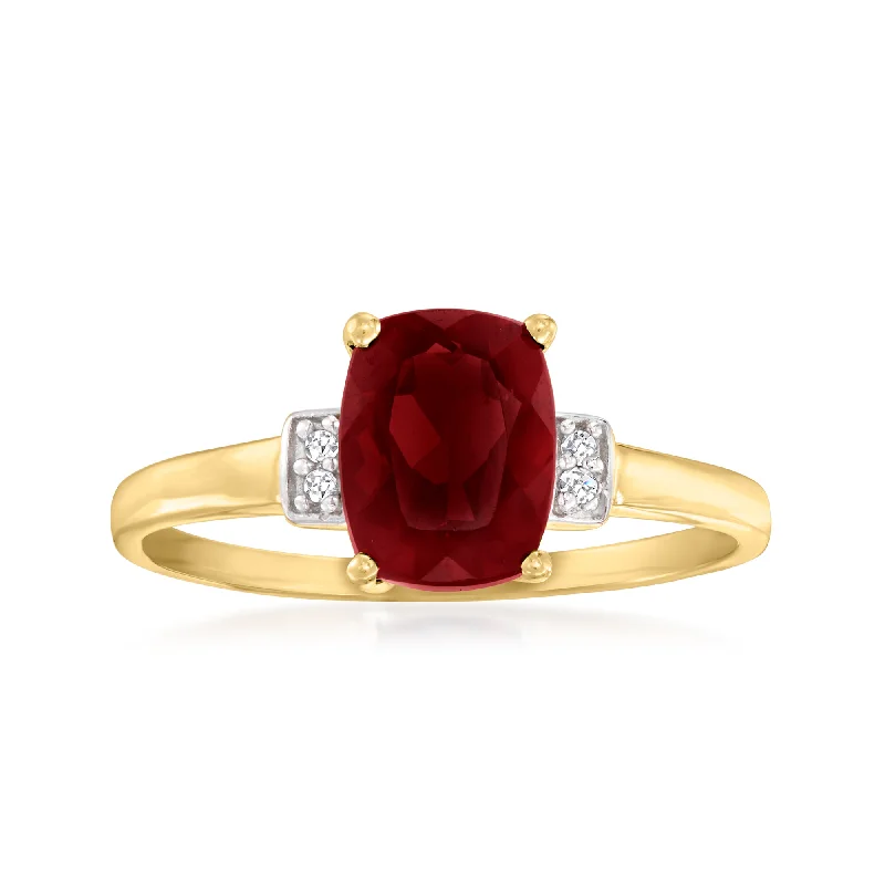 Canaria Garnet Ring With White Topaz Accents in 10kt Yellow Gold