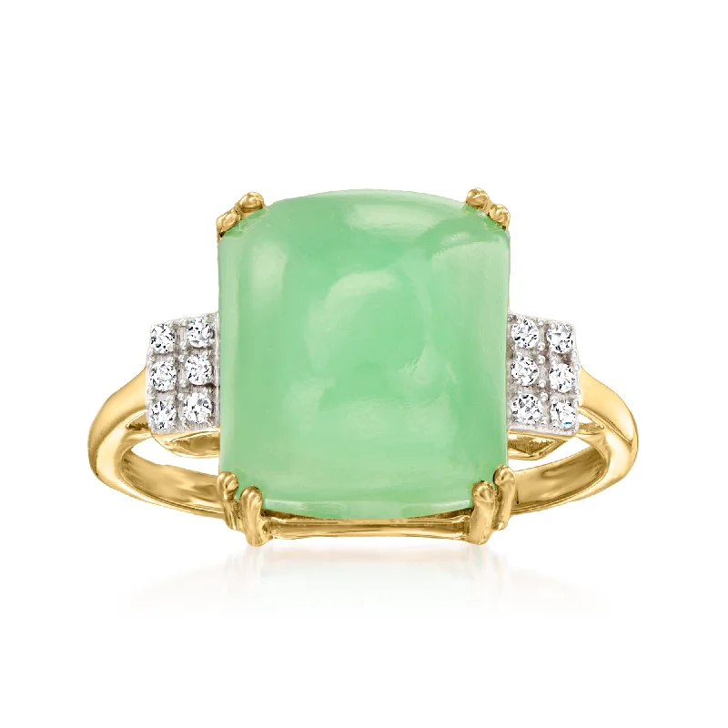 Canaria Jade Ring With Diamond Accents in 10kt Yellow Gold