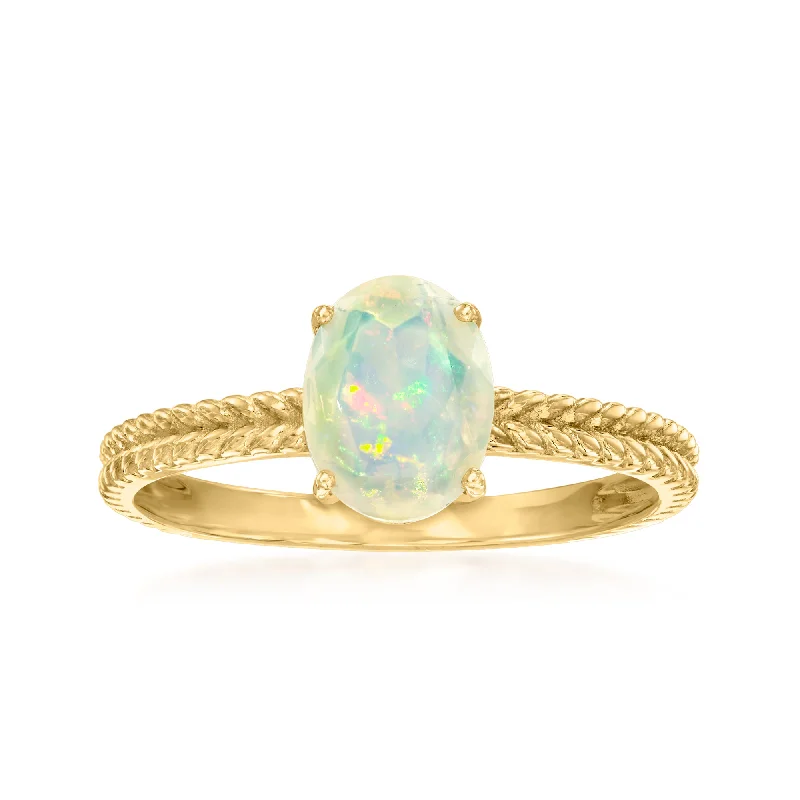 Canaria Opal Twisted Shank Ring in 10kt Yellow Gold