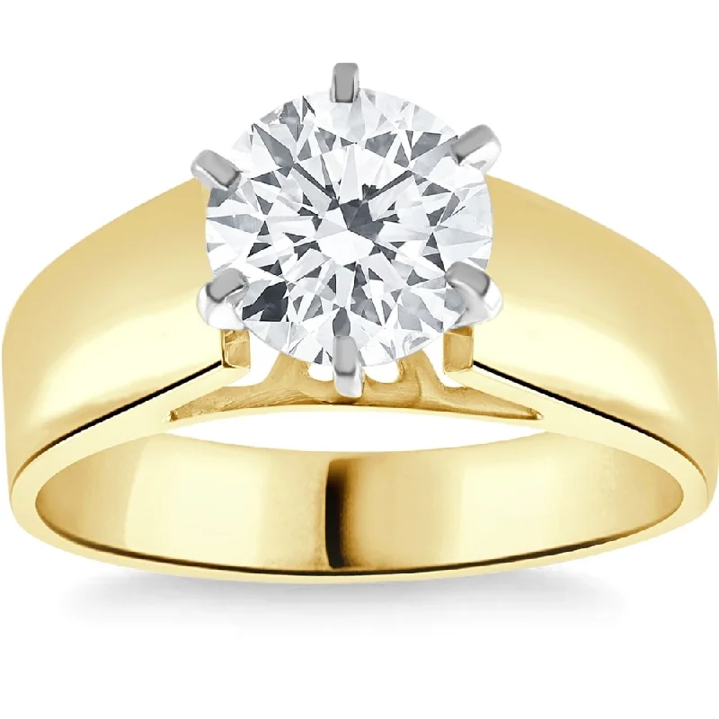 Certified 1.25Ct Natural Round Diamond Solitaire Engagement Ring Yellow Gold