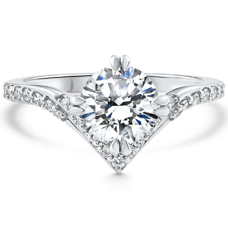 Certified 1.86Ct Contour V-Shape Diamond Engagement 14k White Gold Lab Grown