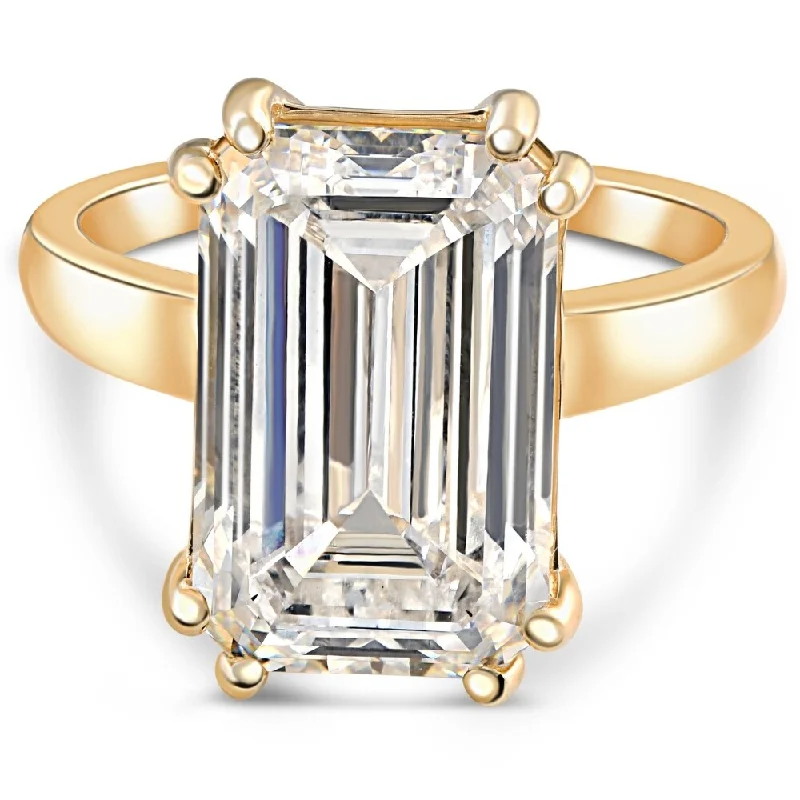 Certified 10.00CT Emerald Cut Solitaire Diamond Engagement Ring Gold Lab Grown