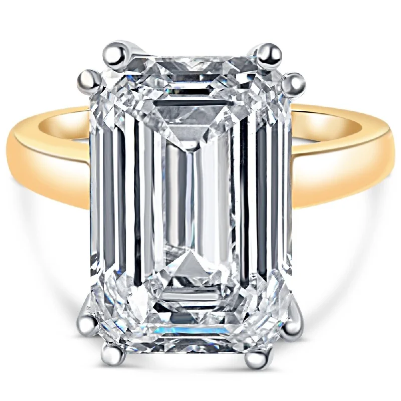 Certified 10.05CT Emerald Cut Solitaire Diamond Engagement Ring Gold Lab Grown