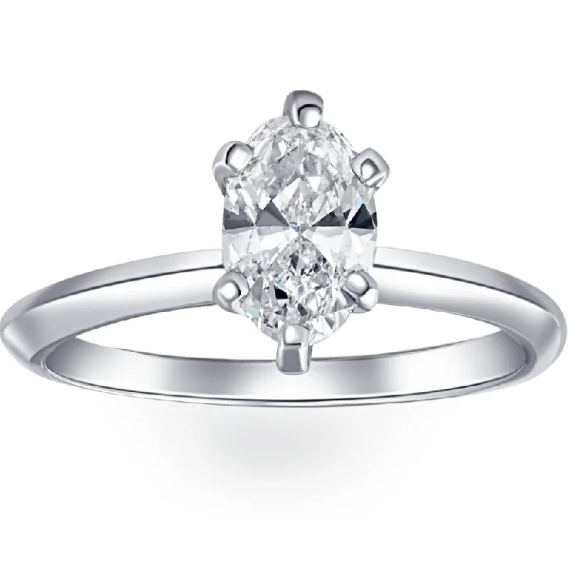 Certified Platinum 1 Ct Oval Cut Natural Diamond Solitaire Engagement Ring G/SI1