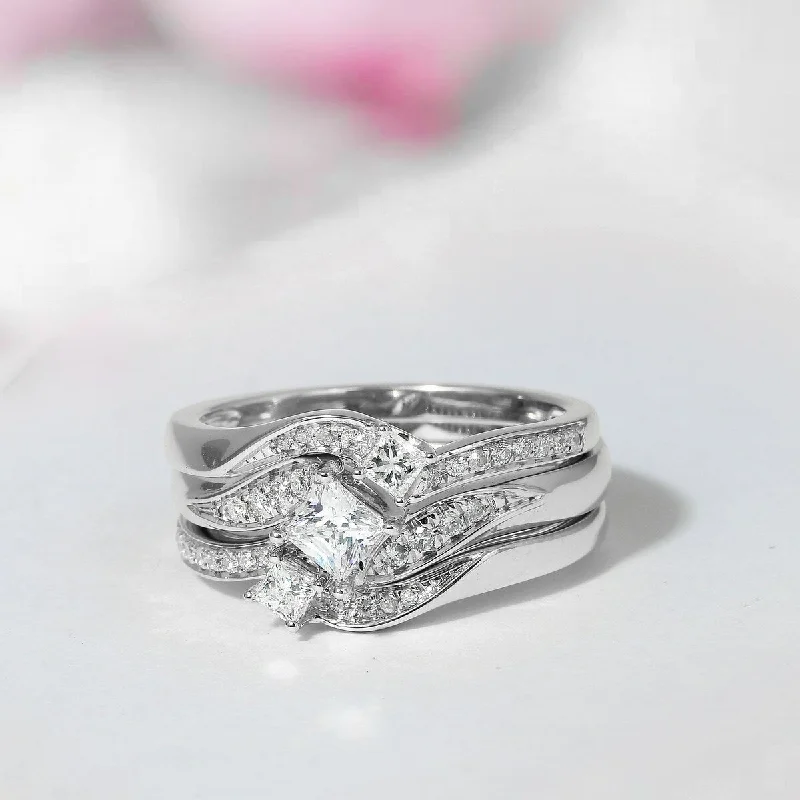 De Couer 14k White Gold 1ct TDW Diamond Bridal Ring Set